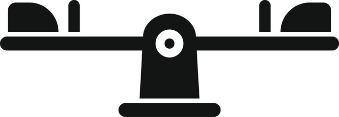 This vector icon represents a seesaw, a classic piece of playground equipment, often found in parks and schoolyards