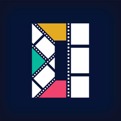 Color film photo collage Letter O, logo design in modern sign form. Simple geometric corporate identity design.