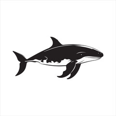 Obraz premium black whale,fish, dolphin, shark, animal, sea, vector, ocean, blue, cartoon, illustration, white, isolated, water, mammal, marine, fin, underwater, silhouette, nature, art, swimming, wildlife, black, 