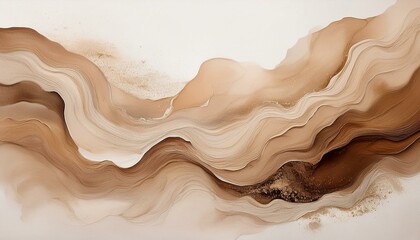 Natural Watercolor Textures in Shades of Brown and Beige Resembling Earth and Sand on White Background