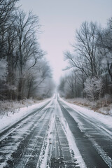 Winter's Poem: The Slick Symphony of Icy Roads and Nature's Frosted Embrace