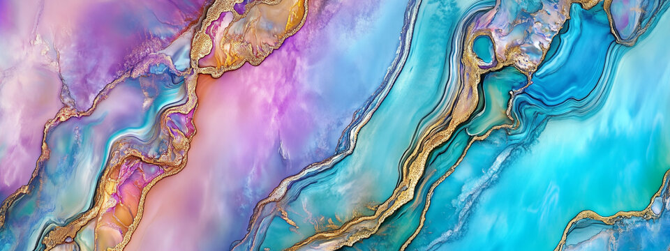 Colorful, iridescent abalone shell texture background, macro photography, detailed, watercolor