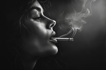 Obraz premium A woman is smoking a cigarette