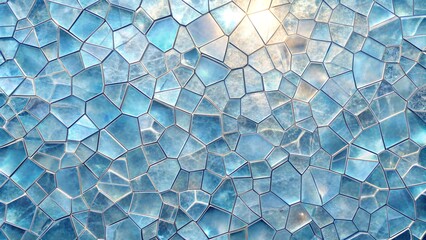 Sunlight reflecting on blue crystal stone wall texture background