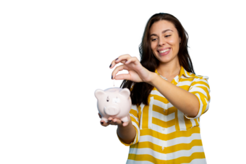 Girl holding a piggy bank as a symbol of financial responsibility