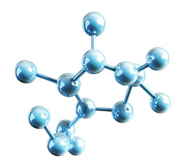 Blue molecular structure, isolated on transparent cutout background