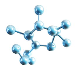 Blue molecular structure, isolated on transparent cutout background
