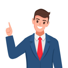Businessman in uniform suit character pose pointing. illustration vector premium.