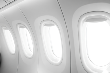 Minimalist airplane window frames, isolated on transparent cutout background