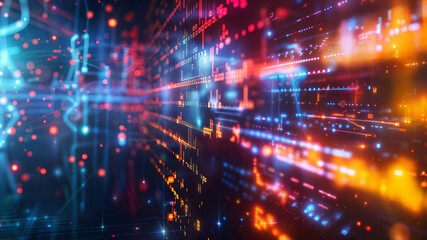 Fototapeta premium Abstract digital data flow with vibrant light patterns in space