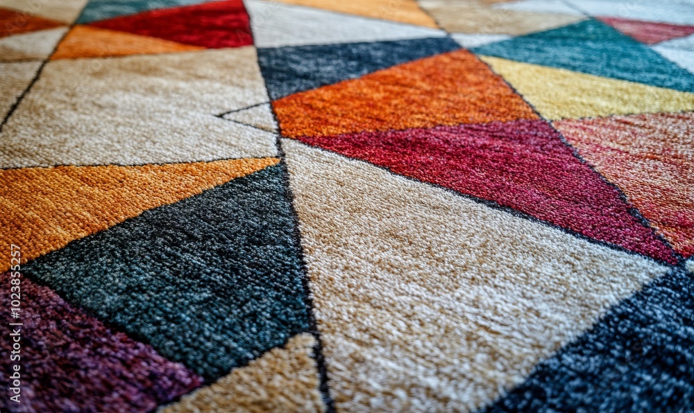 Poster a carpet with a pattern of squares and triangles