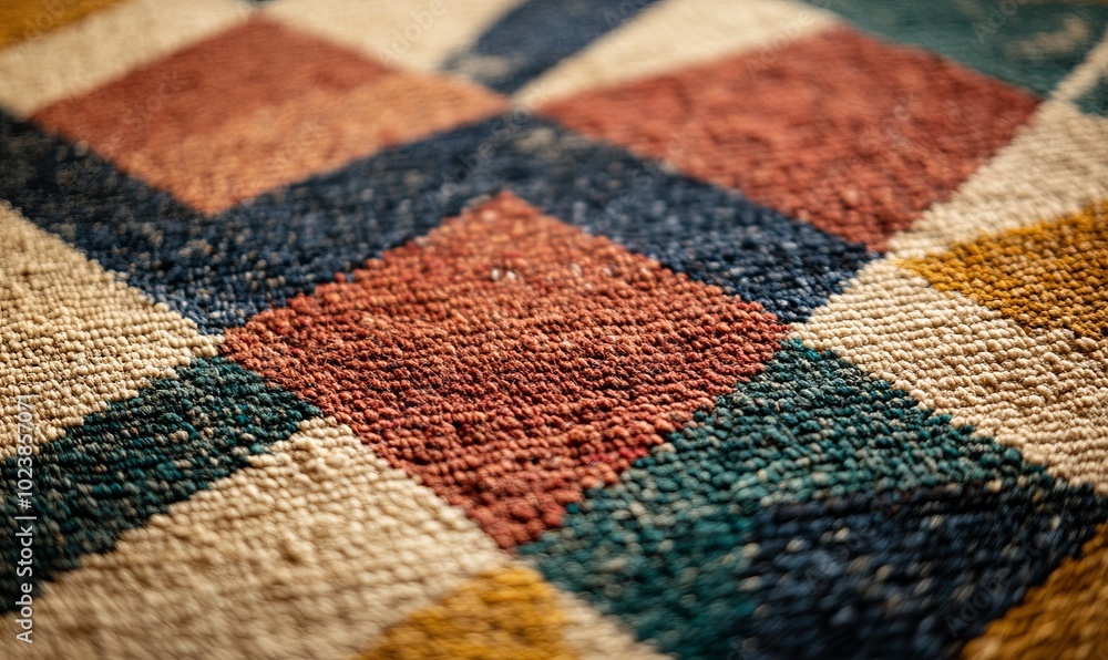Poster a carpet with a pattern of squares and triangles
