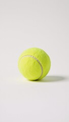 White-background portrait illustration showcases a solitary tennis ball against a clean neutral backdrop with high focus on details and texture