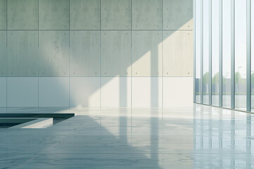 Fototapeta premium Modern Office Lobby with a Water Feature and Minimalist Décor