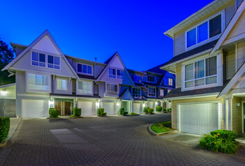 Luxury house at night in Vancouver, Canada.