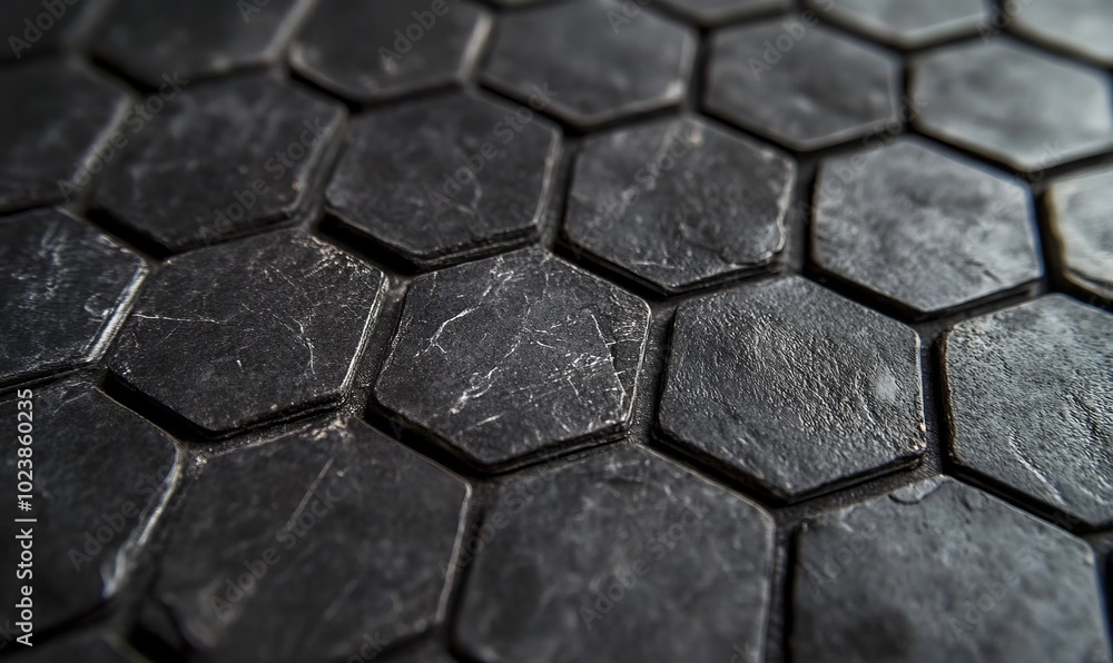 Poster a close up of a black hexagonal pattern