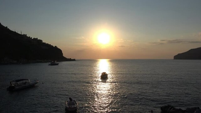 Sunset view at Limeni village in Peloponnese, Greece