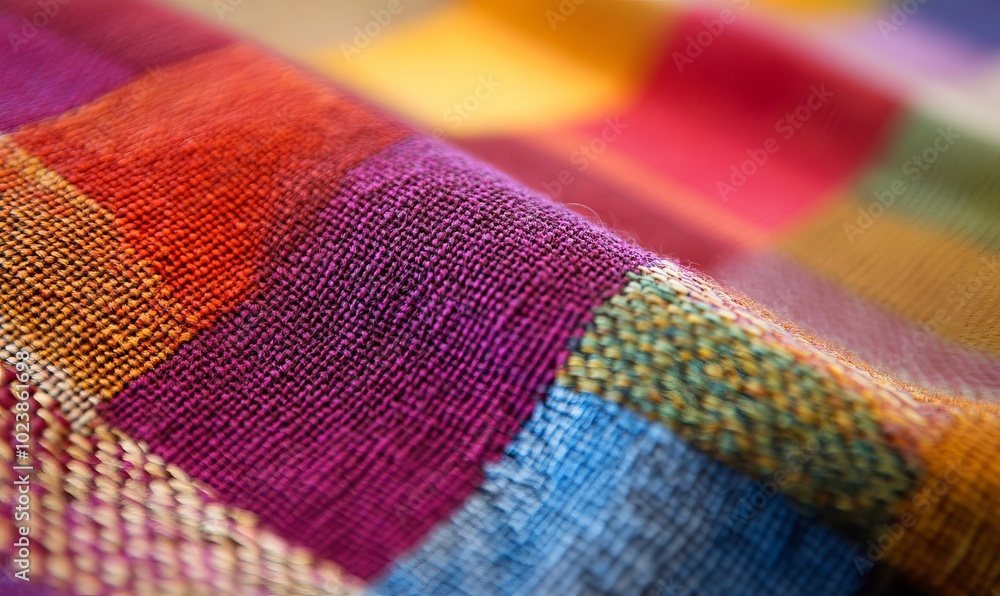 Poster a close up of a woven fabric with a pattern of squares