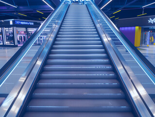 Escalator Leading to an Upper Floor in a Luxurious Mall Setting