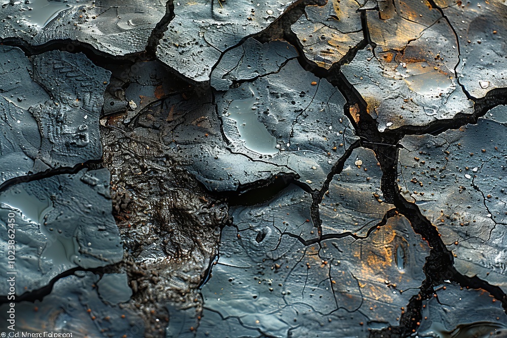 Poster close up view of muddy pond with wet soil texture ideal for background usage and design