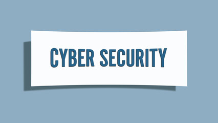 Cyber Security. A card isolated on blue background.