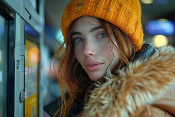 Confident woman using atm in city, demonstrating the ease of digital payments in urban life.