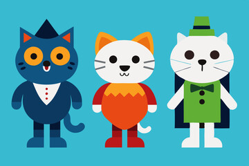 Funny Cat in Front View. cat vector .Cats in Halloween costumes.