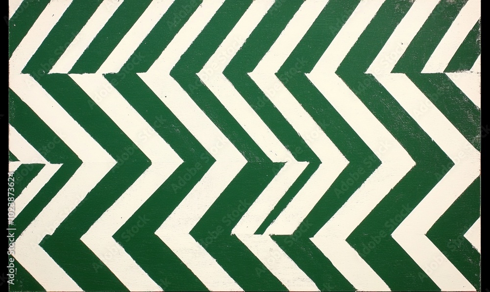 Poster a green and white striped pattern with a zigzag design
