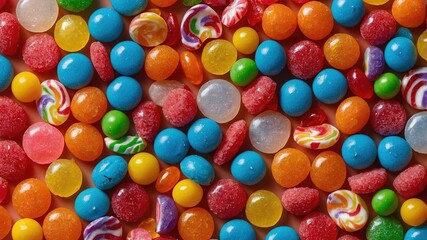 Fototapeta premium Colorful Candy Assortment on Flat Surface