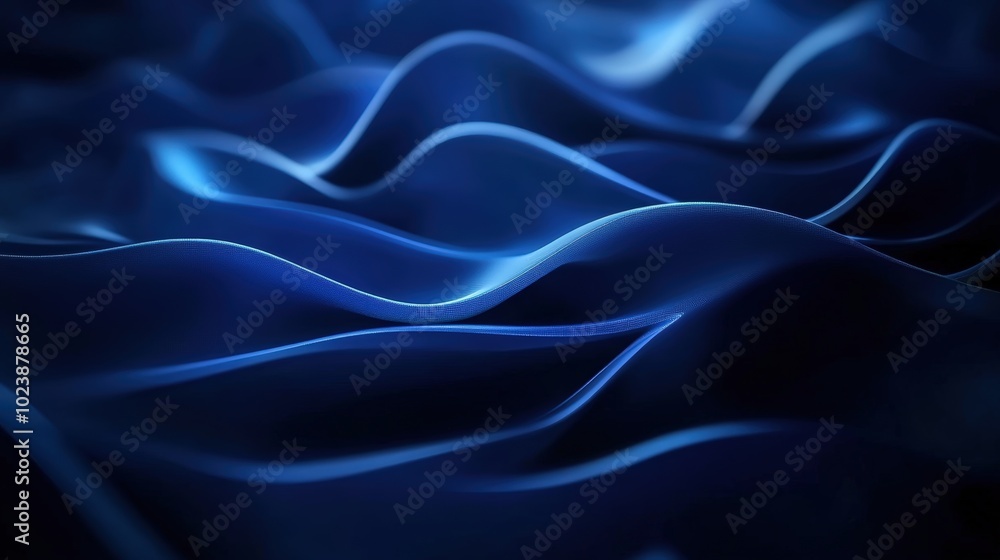 Aufkleber abstract blue wave patterns in smooth flowing design, rich texture on dark background.