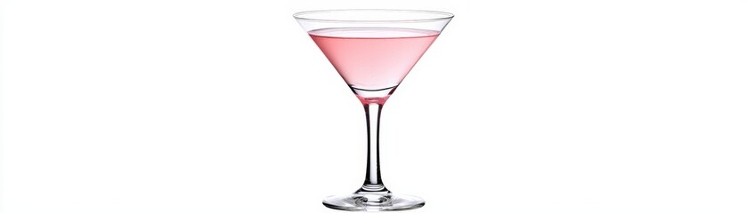 Martini glass with pink cocktail on white isolated background