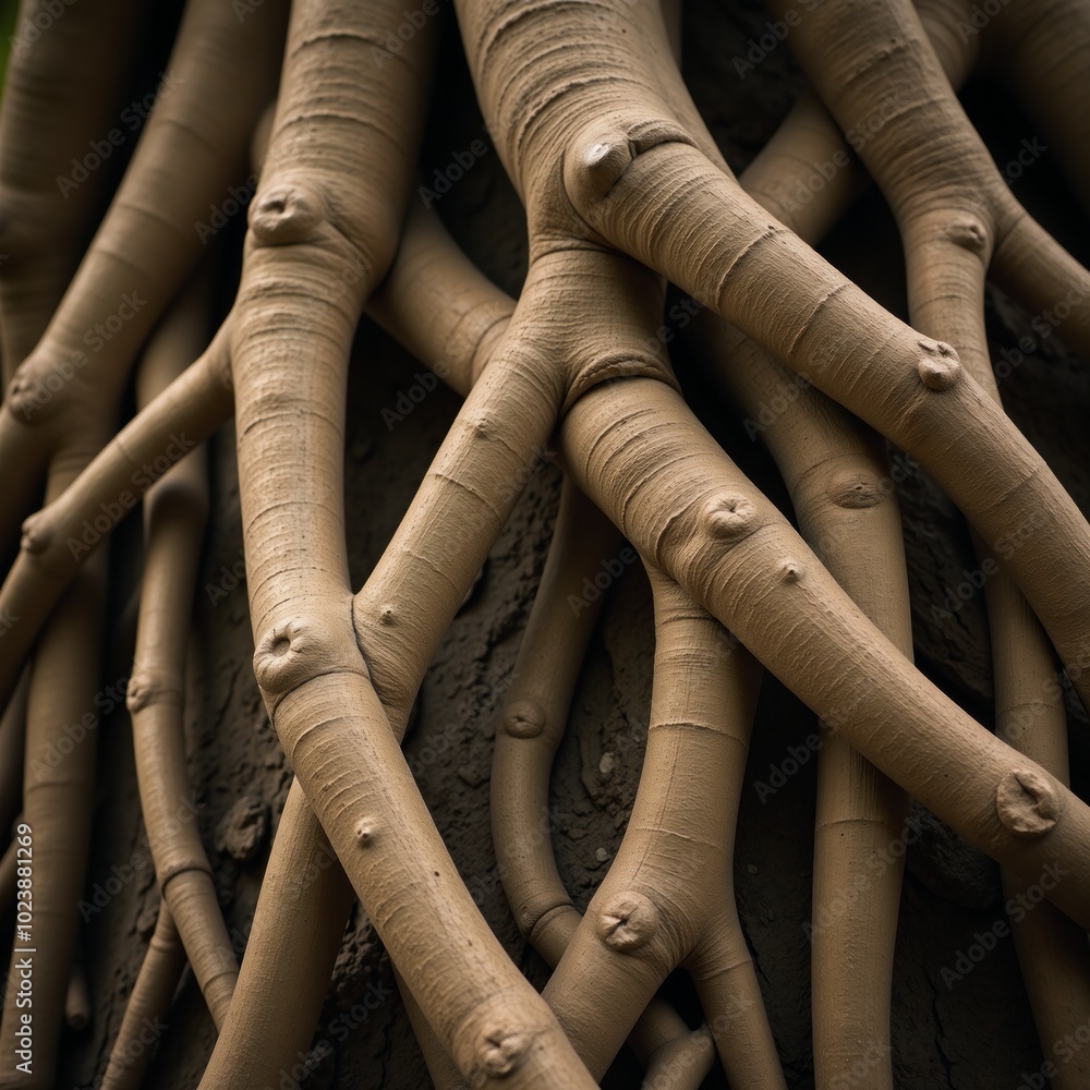 Fototapete technology-inspired rendering of a tree of life featuring intricate roots