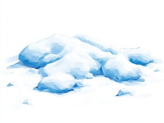 Snow pile on white isolated background.
