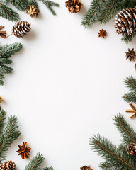 Christmas decorations with pine cones and greenery
