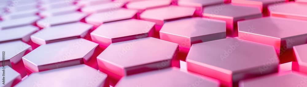 Poster abstract hexagonal pattern with vibrant pink hues on a textured background.