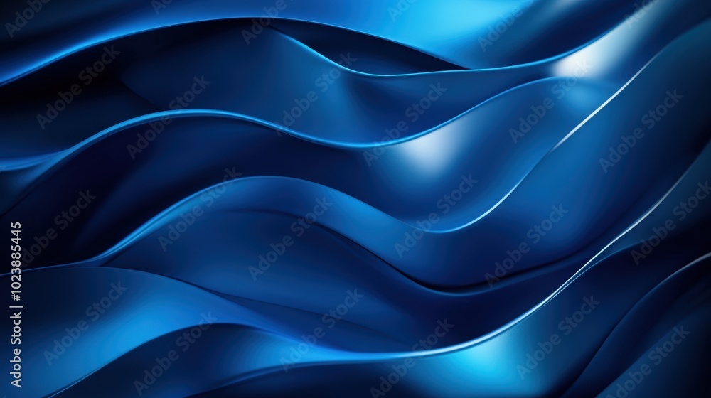 Poster abstract blue waves creating a smooth, flowing texture in a modern design.