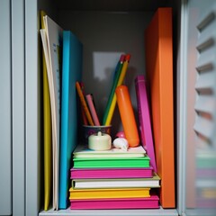 A vibrant display of personal items filling up a standard school locker