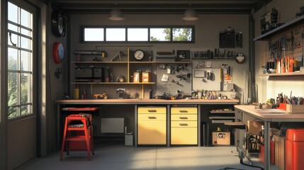 Well-Equipped Workshop with Tools and Storage