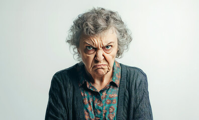 Senior woman frowning and looking displeased