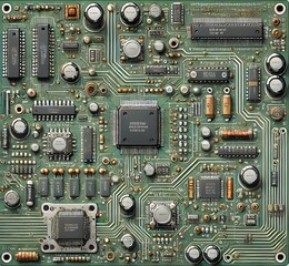 Fototapeta premium Intricate Circuit Board with Complex Components
