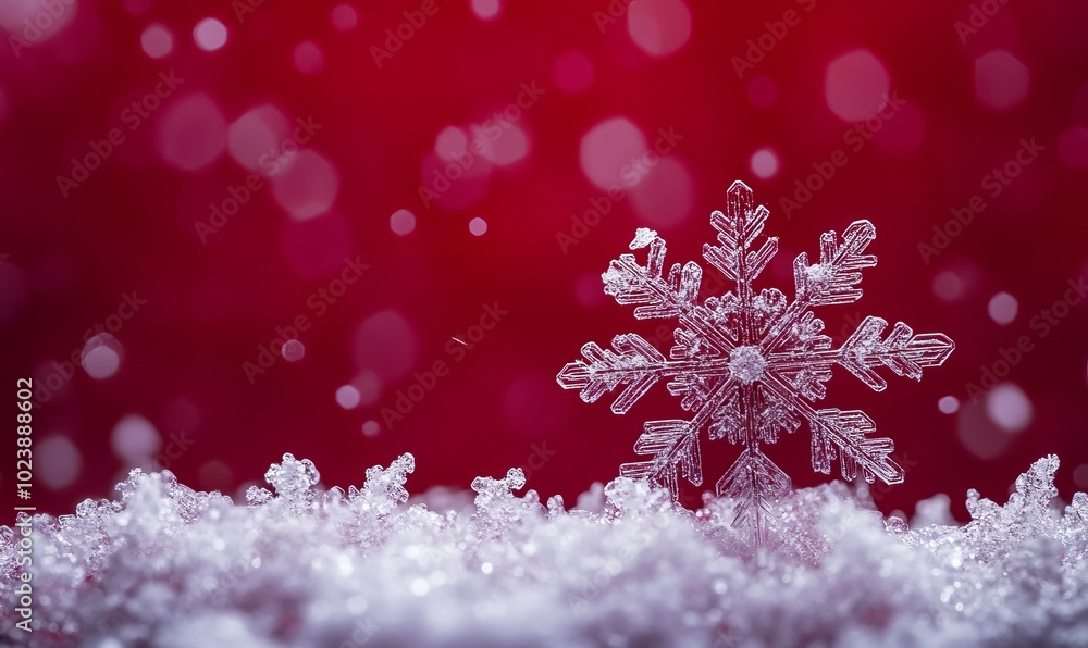 Poster a red background with a snowflake on it