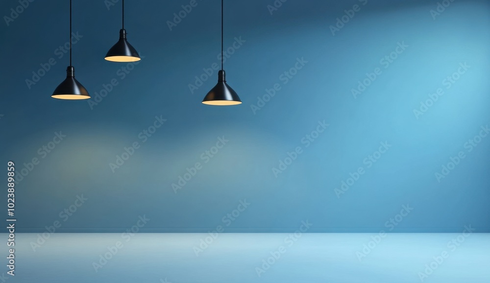 Poster blue gradient background, empty studio with lighting for product display presentation generative ai