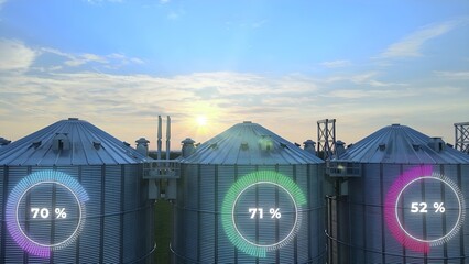 Digitalization of food storage in grain silo tanks. Modern smart farming technology