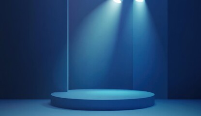 Blue gradient background, empty studio with spotlight for product display presentation Generative AI