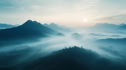 Fototapeta premium serene mountain landscape at sunrise