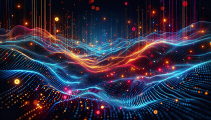 Obraz premium Colorful Abstract Digital Waves Representing Data and Technology