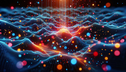 Obraz premium Colorful Abstract Digital Waves Representing Data and Technology
