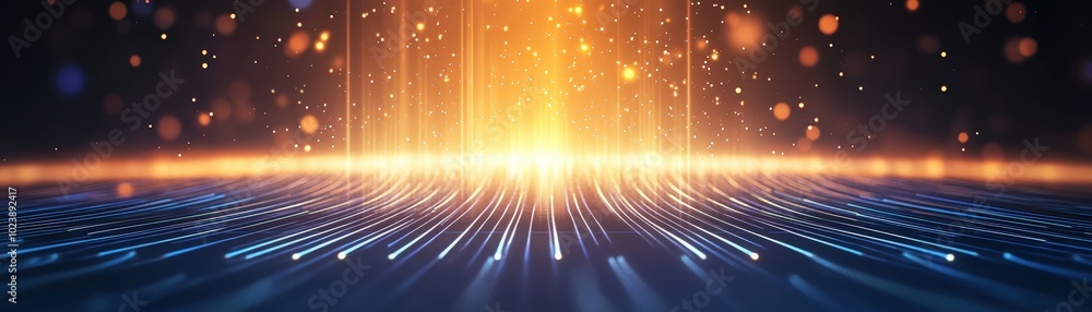 Poster abstract digital technology background with glowing lines and bright light effects.