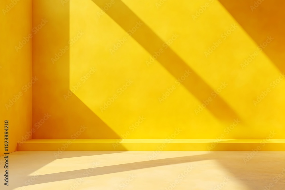Wall mural yellow gradient wall with empty studio space for product display
