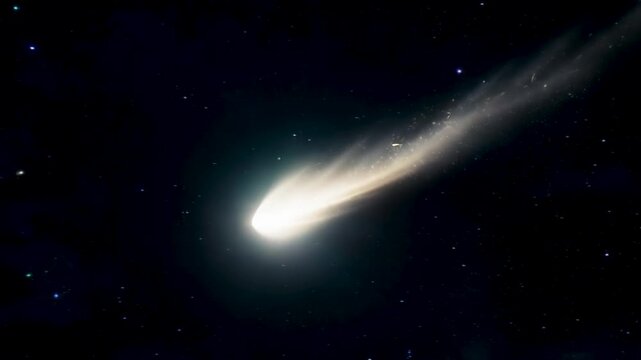 A comet as it streaks through the cosmos, illuminating the night sky with its magnificent tail